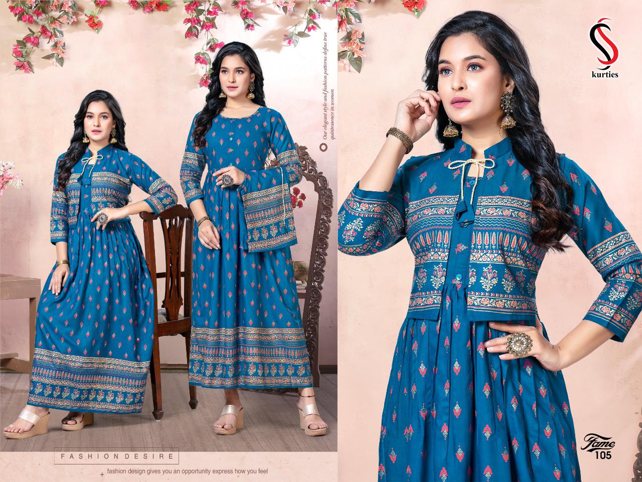 Ss Kurtis Flame Latest Fancy Ethnic Wear Designer  Rayon Printed Kurtis Collection